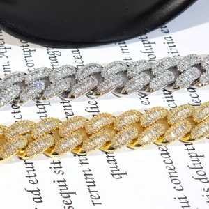 Bracelet cubain pour homme en argent rhodié, serti de moissanite taille baguette et de moissanite taille ronde, style Hip Hop, avec fermoirs sécurisés - Product Image 4