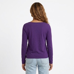 Camiseta Deportiva Hawk Eye en Oferta, Cuello Halter, Cuello en V, Holgada, Color Sólido, Suave y Transpirable, 100% Algodón, Manga Corta para Mujer - Product Image 3
