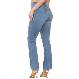 Pantalones vaqueros acampanados para mujer con cintura alta, tela de algodón suave y transpirable, diseño elástico y un estilo retro elegante. - Product Image 2