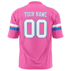 Maillot de football américain rose uni écologique, très demandé, pour adulte, séchage rapide, respirant, col en V, entièrement personnalisable - Product Image 3