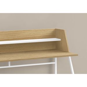 Scrivania Moderna Contemporanea da 48 Pollici per Ufficio Domestico con Ripiani in Metallo Bianco e Laminato Naturale - Product Image 3