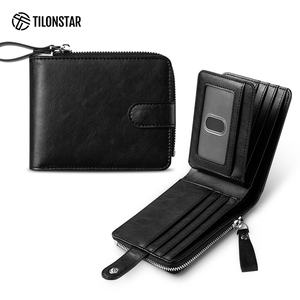 Cartera de Mujer TILONSTAR Clásica Vintage Negra de Microfibra con Diseño de Botón y Cremallera, Monedero con 12 Ranuras para Tarjetas - Product Image 5