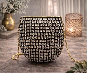 Bolsos de mano de noche para mujer, de nácar, metalizados, con mosaico y kundan, estilo indio, multicolor, de India, de F.S. International. - Product Image 1