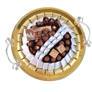 Bandeja de Postres y Dulces de Metal Dorado de Alta Calidad, Atractiva Bandeja Decorativa para Servir Chocolate, Proveedor de India - Product Image 6