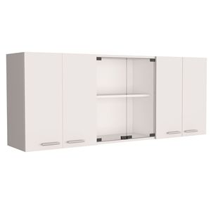 Oceana Armoire murale à double porte avec quatre étagères intérieures Armoire en verre pour rangement de cuisine - Product Image 2