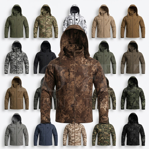 Veste à capuche camouflage en softshell sur mesure, fermeture éclair intégrale, coupe-vent, design personnalisé, manteau léger à capuche - Product Image 1