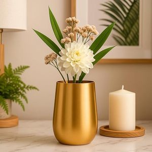 Pot de fleurs en métal doré pour plantes d'intérieur, pot de fleurs décoratif, pot rond moderne, conteneur pour plantes, décoration de table pour la maison, le jardin, le bureau - Product Image 2