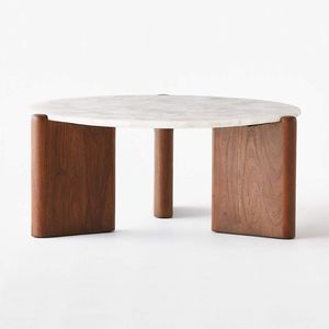 Designer <b>Round</b> <b>White</b> Marble Coffee <b>Table</b> with Elegant Finish and Heavy Duty Base Modern Living Room Furniture for Home - Product Image 3