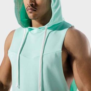 Sudadera con Capucha sin Mangas para Hombre, Color Sólido, Algodón French Terry, Estilo Casual de Verano, Corte Regular con Bolsillo - Product Image 4
