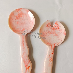 Top Selling Handmade Resin <b>Salad</b> <b>Tools</b> Server Set Elegant Wave Design Customizable Spoon Fork Dishwasher Safe Microwave Oven - Product Image 6