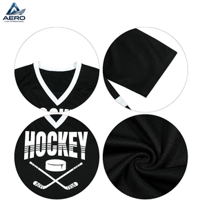 Camiseta de Hockey sobre Hielo, Nueva, Equipamiento de Entrenamiento, Manga Larga, Cuello en V, Color Negro, Logotipo Personalizado, Jersey de Hockey para Hombre - Product Image 4