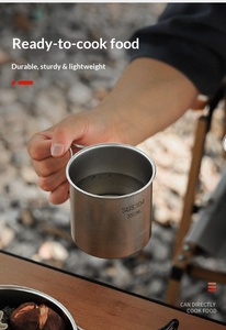 Outdoor <b>Camping</b> 304 Stainless Steel Set Pot <b>Camping</b> Cooker Water <b>Cup</b> Frying Pan Cooking Pot Portable Tableware Overlapping Set - Product Image 5