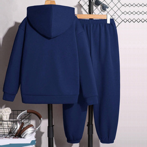 Navy Blue Cotton Fleece Hoodie And <b>Pants</b> Set For Children Outfit Clo thing Kids Hoodie Tracksuit Sets Unisex - Product Image 3
