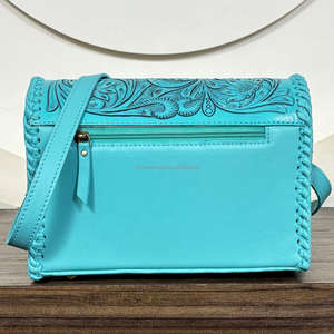 Juego de Bolsos de Cuero Vacuno Genuino Hechos a Mano con Diseño Floral, Bolso de Mano y Bolso de Hombro, 2 Piezas, Juego de Maletas a Juego para Mujer, Precio de Fábrica - Product Image 5