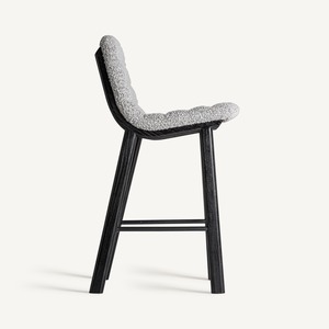 High <b>End</b> Teak Wood Counter Chair with Fabric Cushion Modern <b>Bar</b> Stool for Luxury Restaurant Cafe and Home Interior - Product Image 3