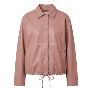 Fabricant de vestes en cuir personnalisées pour hommes, vente en gros, col rabattu lisse, cordon de serrage à l'ourlet, vêtements d'extérieur coupe-vent, veste de coach - Product Image 1