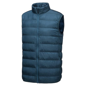 Gilet matelassé décontracté pour homme de haute qualité, respirant, en laine, coupe-vent, avec capuche et fermeture éclair, technique de lavage uni - Product Image 3