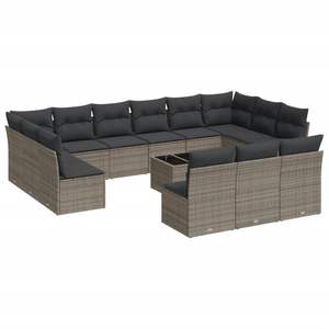 Conjunto de Sofás de Jardín de Ratán Gris, 8 Plazas, Muebles de Exterior Contemporáneos Resistentes a la Intemperie - Product Image 4