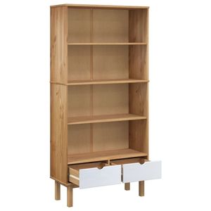 Librería de madera de pino maciza de color marrón medio y blanco, duradera y elegante - Product Image 5