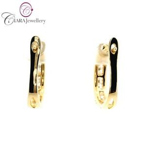 BEST SELLING CHANNEL <b>SET</b> 18K AU750/PT950 WHITE/YELLOW <b>GOLD</b> REAL NATURAL DIAMOND OVAL HOOP EARRINGS for WEDDING & ANNIVERSARY - Product Image 6