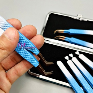 Juego de Pinzas para Extensión de Pestañas de Acero Inoxidable con Punta de Fibra, Resistentes, Antibacterianas, Ligeras y Personalizables - Product Image 6