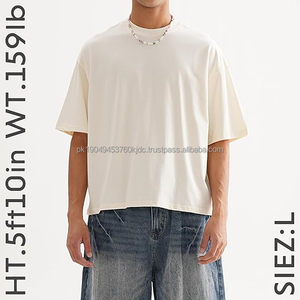 Boxy Cropped <b>T</b> <b>Shirt</b> for Men – Heavyweight 300GSM Cotton Tee, Oversized Drop Shoulder Streetwear Fit - Product Image 3