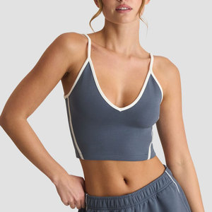 Nouvel Arrivage Débardeur de Sport Femme Court Col en V Profond pour Course, Entraînement et Exercice, en Tissu Côtelé Sans Manches - Product Image 6
