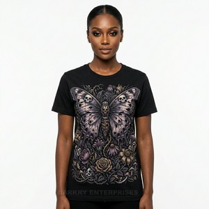 Camiseta Gráfica Personalizada 'Dead Inside' para Mujer, Negra, Lavado Ácido, Estampado de Calavera Vintage, Estilo Streetwear Desgastado, Proveedor de Camisetas - Product Image 5