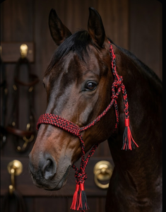 Premium Braided Rope Horse Halter Blue Red White Durable <b>PP</b> Comfortable Rub International Equestrian Training Halter Wholesale - Product Image 1