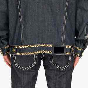 เสื้อแจ็คเก็ตยีนส์ผู้ชายแบบแข็งแรงทนทาน แต่งคริสตัลวิบวับ ดีไซน์หรูหรา คุณภาพสูง สำหรับฤดูหนาว ประดับด้วยเพชรเทียม - Product Image 6