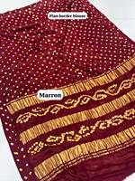 Saree Sutra Tradisional India Warna Ungu untuk Wanita dengan Cetakan Foil 3 Lagdi Patta Desain Panjang hingga Lantai untuk Acara Pernikahan Semua Musim