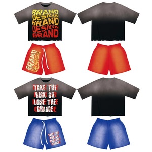 Conjunto Deportivo de 2 Piezas para Hombre, Camiseta y Pantalones Cortos Deportivos de Algodón con Estampado DTG, Estilo Urbano, para Baloncesto y Jogging - Product Image 4