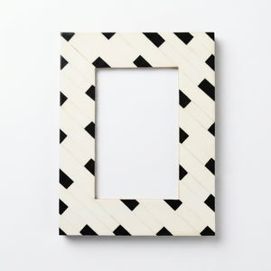 Marco de Fotos Artesanal con Incrustaciones de Hueso, Diseño de Rayas Diagonales, para Mesa, DECORYUG, Venta al Por Mayor, Personalizado, OEM, ODM - Product Image 1