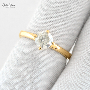 Bague solitaire en or jaune massif 14 carats, sertie de diamants blancs ronds de 5 mm, certifiée IGI, cadeau d'anniversaire pour femme - Product Image 5