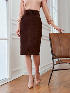 New <b>Brown</b> <b>Pencil</b> <b>Skirt</b> for Women Knee Office Women Genuine Lambskin Leather Short <b>Skirt</b> Party Black Wear Designer <b>Skirts</b> - Product Image 2