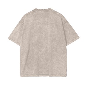 T-shirt en coton surdimensionné pour homme, style vintage délavé à l'acide, manches courtes, col rond, motif imprimé, lettres sur le devant, coupe jersey - Product Image 4