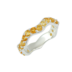 Solid 925 Sterling <b>Silver</b> Classical Wavy Design Fine <b>Ring</b> Jewelry With Golden Citrine Gemstone Boho Style Women's Wear Band <b>Ring</b> - Product Image 4