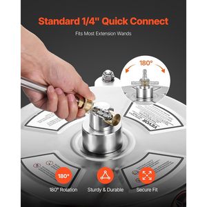 Idropulitrice ad Alta Pressione in Acciaio Inox da 14 Pollici con 4 Ruote, 4000 PSI Max, Attacco Rapido 1/4, Accessori per Pulizia Superfici - Product Image 4