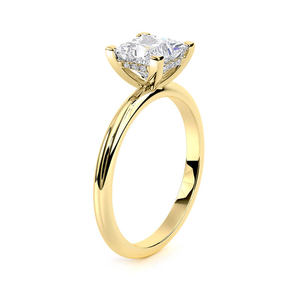 Anillo de Compromiso con Diamante Cultivado en Laboratorio, Corte Princesa, Halo Oculto, 2.10 CTW, Oro de 14K, Bañado en Rodio, Certificado IGI, Elegante y Minimalista para Novia - Product Image 2