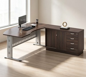 Escritorio Ejecutivo Moderno Contemporáneo de 6 Pies en Forma de L con Gabinete de Almacenamiento de Madera, Muebles de Oficina para el Hogar, DIY, Independiente - Product Image 1