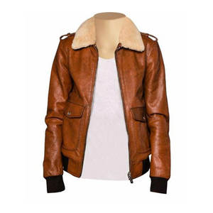 Chaqueta de Cuero Estilo Bomber para Mujer con Cuello de Piel, Personalizable con Marca, Chaqueta Bomber de Cuero Genuino, Ropa de Invierno a la Moda - Product Image 3