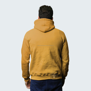 Sweats à capuche personnalisés unisexes en molleton de coton jaune de meilleure qualité - Product Image 4