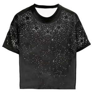 Men’s Glitter <b>Star</b> Rhinestone Print T Shirt Short Sleeve Crew Neck Casual Shiny Graphic Tee Lightweight Comfortable Streetwear - Product Image 1