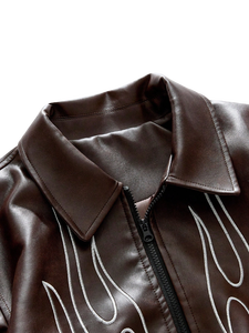 Chaqueta Bomber de Cuero Genuino para Hombre, Logotipo Personalizado, Alta Calidad, Cuello Camisero, Cierre de Cremallera, Diseño Bordado - Product Image 3