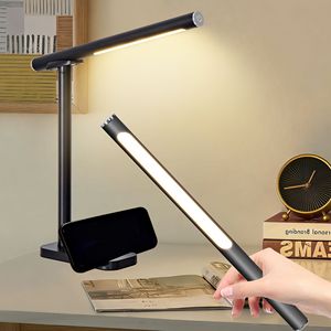 Lampe de bureau LED, corps en aluminium réglable à 360°, port USB, 5 modes de luminosité réglables pour la lecture et les travaux manuels - Product Image 1
