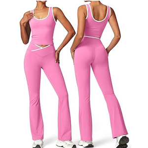 Conjunto deportivo de 2 piezas para mujer, sujetador deportivo y leggings, ropa para fitness y entrenamiento - Product Image 1