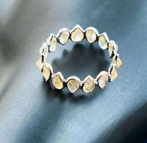 Anillo de eternidad de cuarzo rutilado dorado natural de lujo premium, engastado en plata de ley 925 - Product Image 4