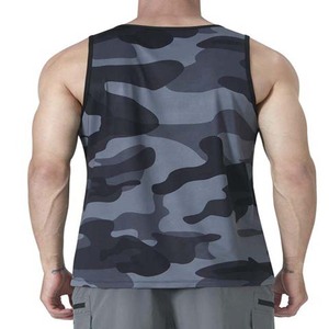Camiseta sin mangas de camuflaje para hombre, cuello redondo, de secado rápido, tejida, deportiva, informal, para fitness y entrenamiento. - Product Image 2