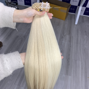 En stock, Vente en gros, Extensions de cheveux en kératine humaine vierge 100% premium, pointe plate, kératine vietnamienne tirée, pointes en U personnalisées - Product Image 1
