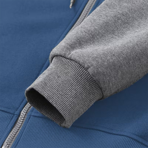 Survêtement à capuche bleu gris pour homme de qualité supérieure, ensemble de jogging à manches longues avec fermeture éclair et poches latérales, tenue décontractée pour l'automne - Product Image 4